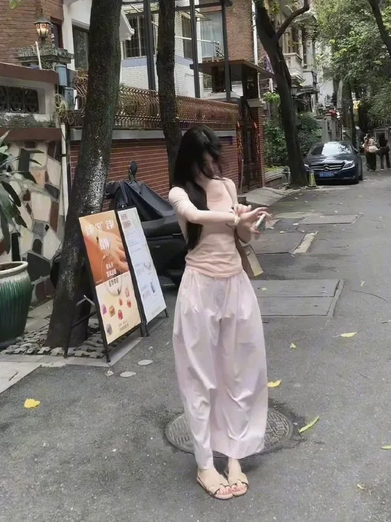 2025夏季新款温柔甜美气质粉色短袖正肩T恤上衣高腰半身裙两件套