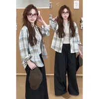 【燃燃定制】150小个子韩版慵懒风格子衬衫宽松显瘦秋季外套9728
