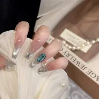 【蓝精灵】纯手工穿戴甲春日爆闪手作微笑猫眼光疗美甲贴可拆卸