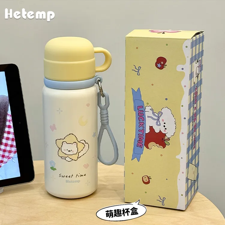 恒度像素猫一杯三饮保温杯316不锈钢女生高颜值2025新学生水杯子