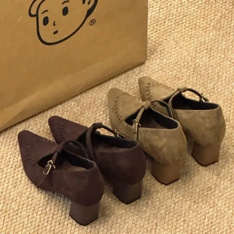 6cm复古设计感慵懒小众秋冬软底舒适玛丽珍单鞋百搭高跟内增高