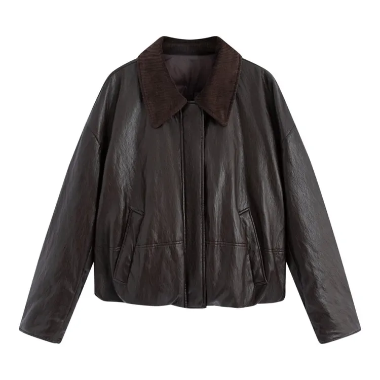 【宿慕SUMU】90鹅绒大绒朵超柔蛋白皮两面穿撞色皮鹅绒25019