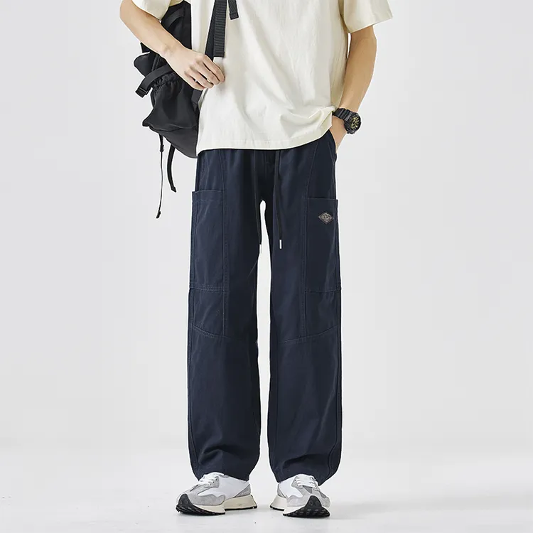 男装纯棉工装裤男士夏季2025新款宽松直筒美式潮牌薄款透气休男款