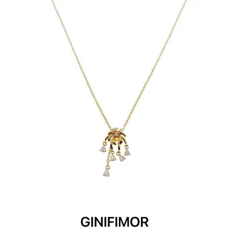 GINIFIMOR 铜合金项链 a848 金色烟花流苏项链百搭锁骨链