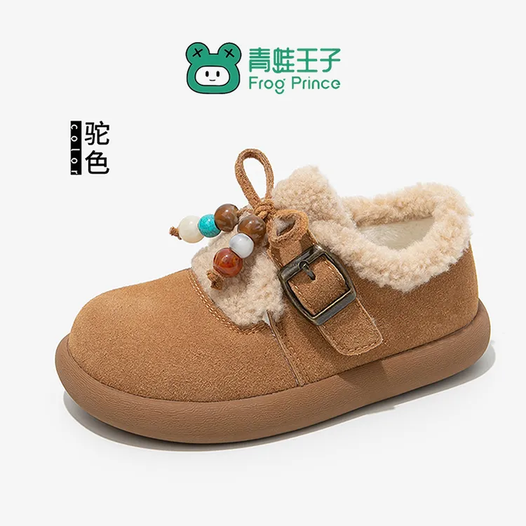 青蛙王子童鞋秋冬季新款女童保暖棉鞋儿童加绒雪地靴冬季男童鞋子