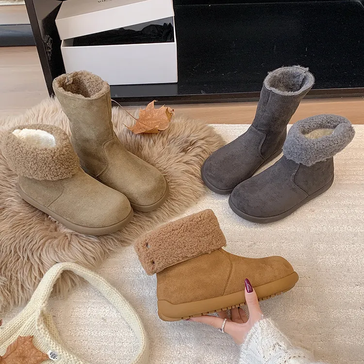 冬日小暖炉芒果头雪地靴女丑萌加绒两穿棉靴小土豆勃肯保暖短靴女