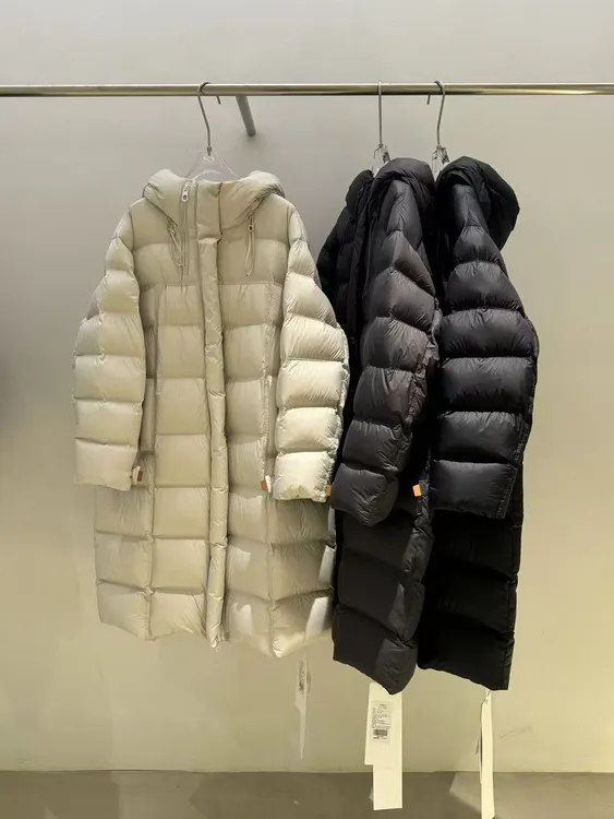 韩系加厚秋冬过膝长款连帽设计女90白鸭绒8152