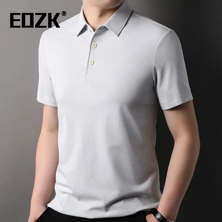 Eozk男士短袖POLO衫2025夏季新款简约净版棉质透气吸汗半袖T恤男
