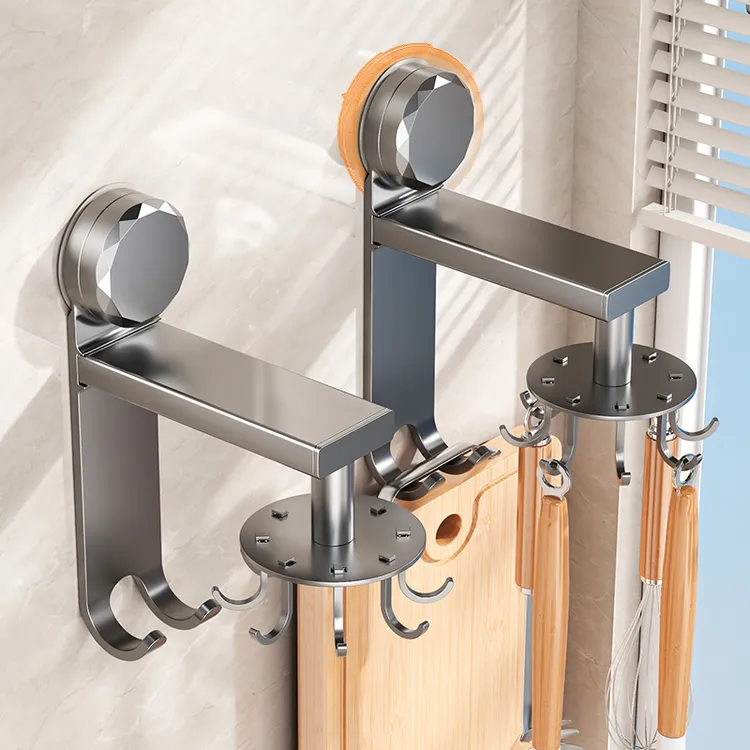 铲勺厨房置物架旋转吸盘壁挂式挂钩免打孔厨具锅铲厨房壁挂置物架