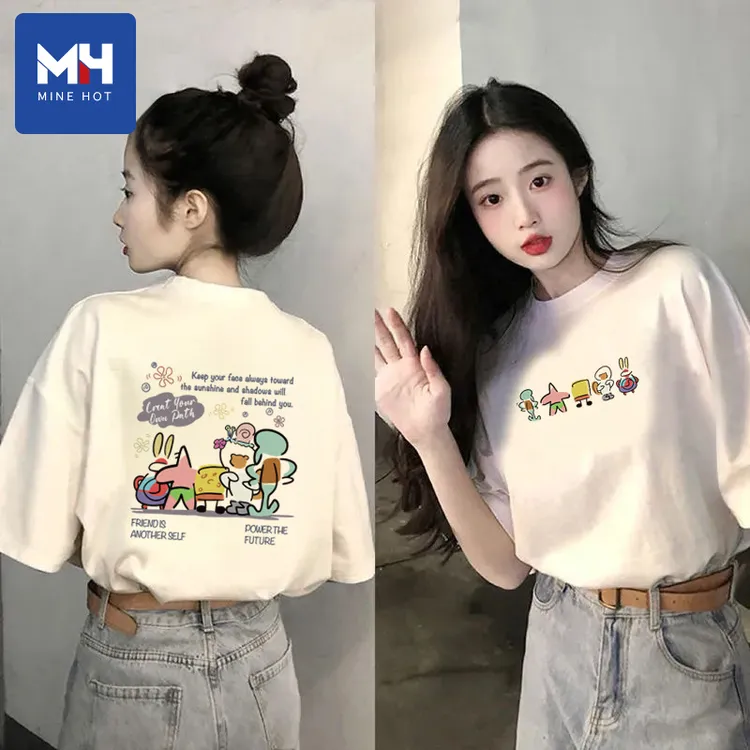 唐狮集团MH短袖t恤女早秋潮流卡通印花设计感小个子纯棉圆领半袖
