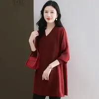 B108春秋季新款缎面拼接连衣裙中长款时髦简约宽松百搭针织衫