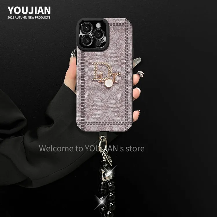 适用苹果/oppo/华为/vivo/小米轻奢皮质十字纹翠镂繁花创意手机壳
