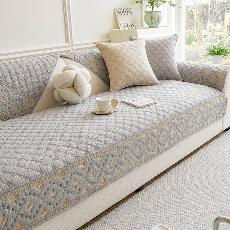 专柜 水洗棉沙发垫四季通用奶油风秋冬加厚防滑皮沙发套罩巾坐垫