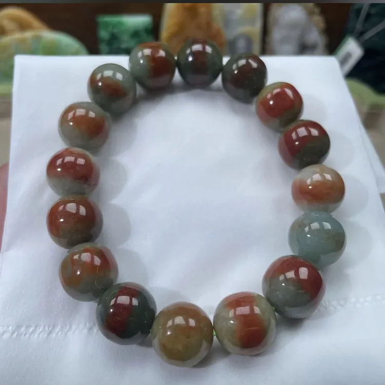 翡翠A货血翠一线天手串1.4【超哥宠粉】