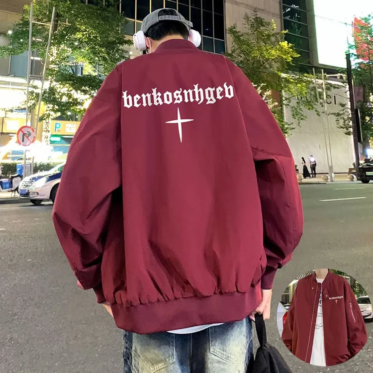 特大码300斤红色机能男外套春秋薄款季休闲衣服vintage夹克潮牌