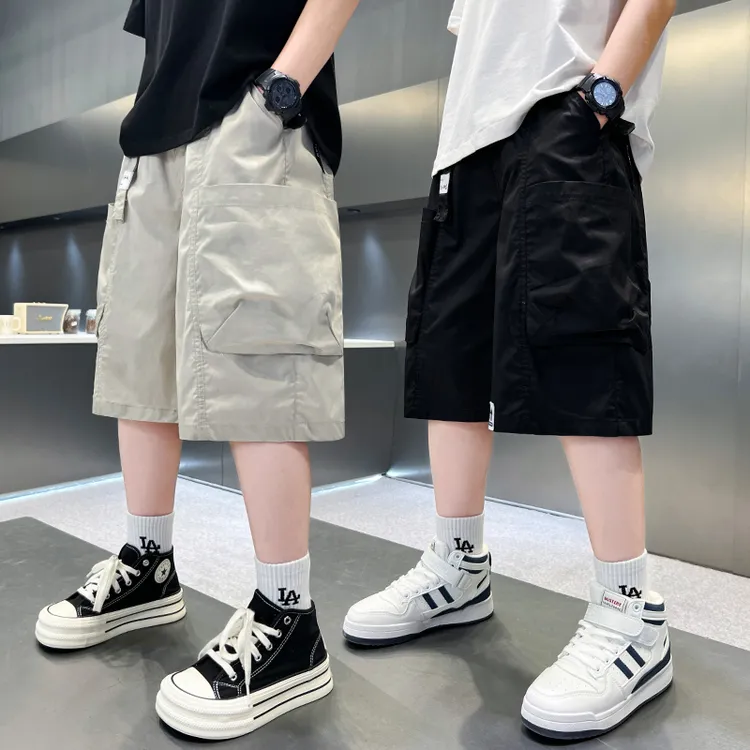 男童裤子中大童冰丝速干裤夏季薄款男工装短裤儿童休闲五分裤中裤