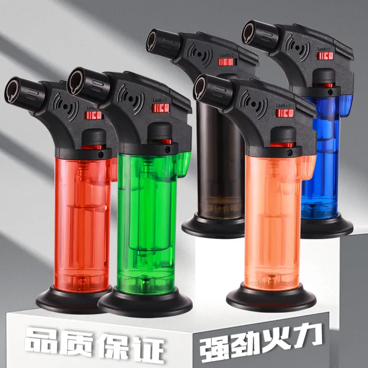 新款防风蓝焰时尚打火机多功能艾灸雪茄喷枪户外大火力烧烤点火枪