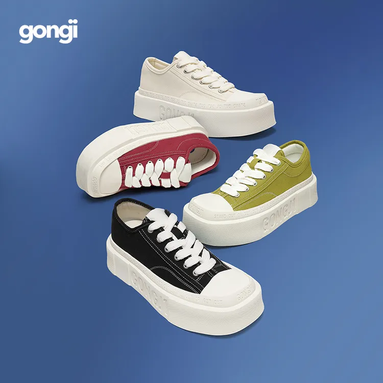 【范丞丞同款】GONGJI方寸之地出游百搭方头低帮厚底帆布潮流平底鞋