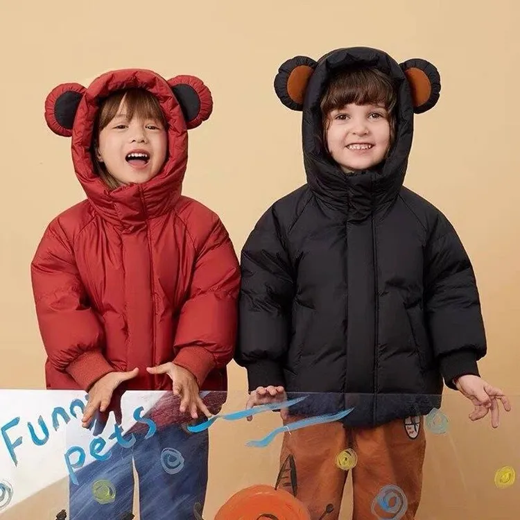 儿童冬季防寒服女童男童洋气短款宝宝卡通童装保暖加厚连帽外套