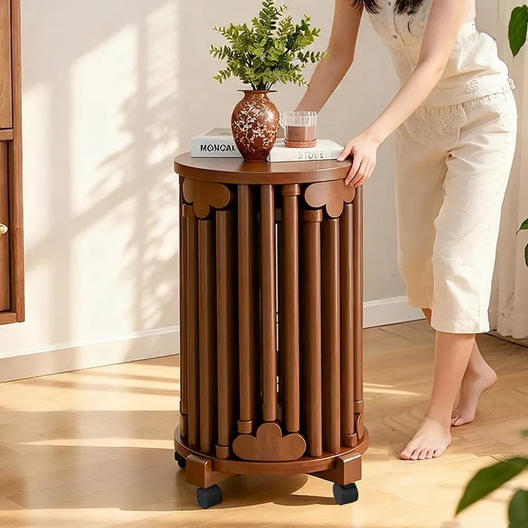 实木六叠凳万向轮小凳子家用可叠放客人备用凳客厅高级感轻奢餐凳