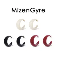 非金属树脂耳饰 MizenGyre 小众设计高级感简约奶白C形银针耳环女