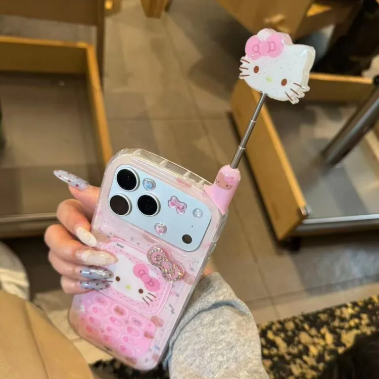 可爱猫咪大哥大伸缩适用于苹果17pro/16promax手机壳15保护套1413