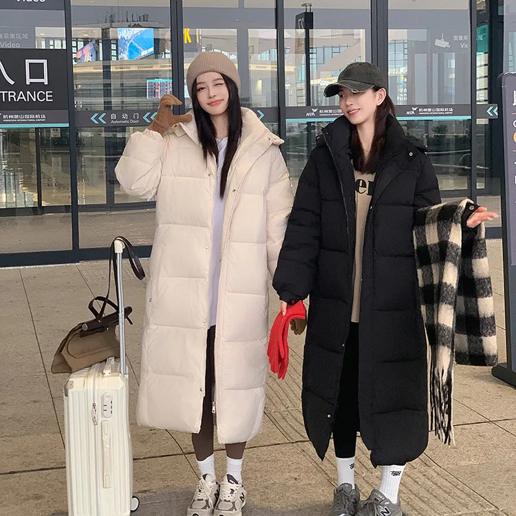 宽松型冬季新款东大门棉衣加厚宽松情侣中戏棉服女长款过膝棉