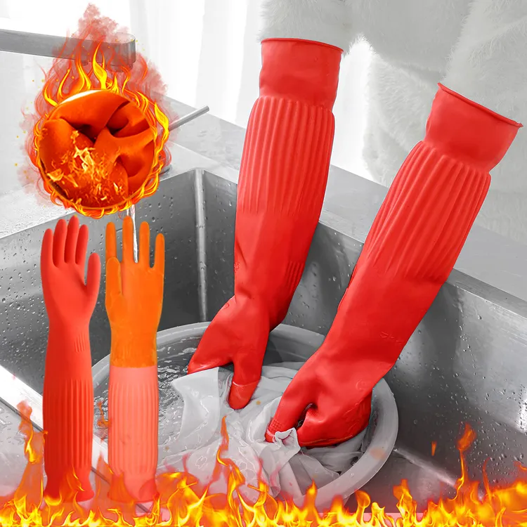 巧姨冬季加绒加长清洁防水橡胶手套洗车刷碗家务洗衣厨房加厚乳胶