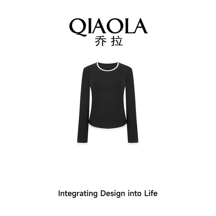 QIAOLA/乔拉【百搭伴侣】秋冬季绵羊毛假两件百搭针织打底衫