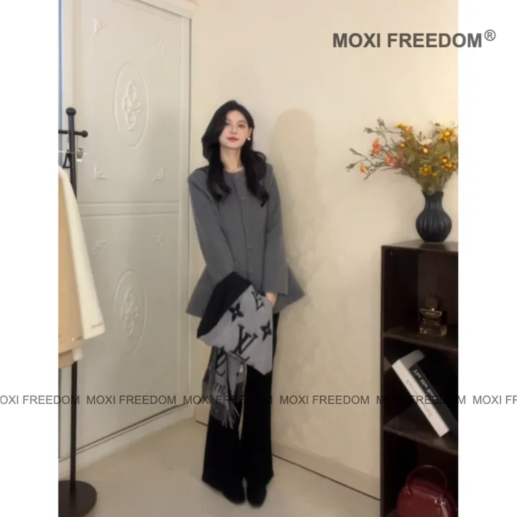 【法式小妖】25年秋冬气质小香风收腰沙漏小蛮腰款双面羊毛大衣外套