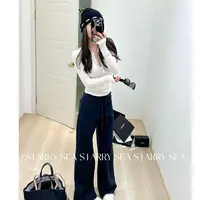 PP 半开领显瘦修身T 抽绳直筒休闲裤套装#PP0182TZ