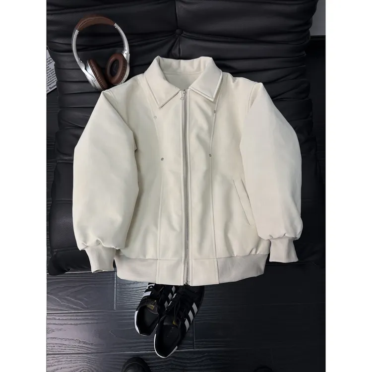 美式pu翻领皮衣棉服男款冬季加厚棉衣痞帅高级感cleanfit情侣外套