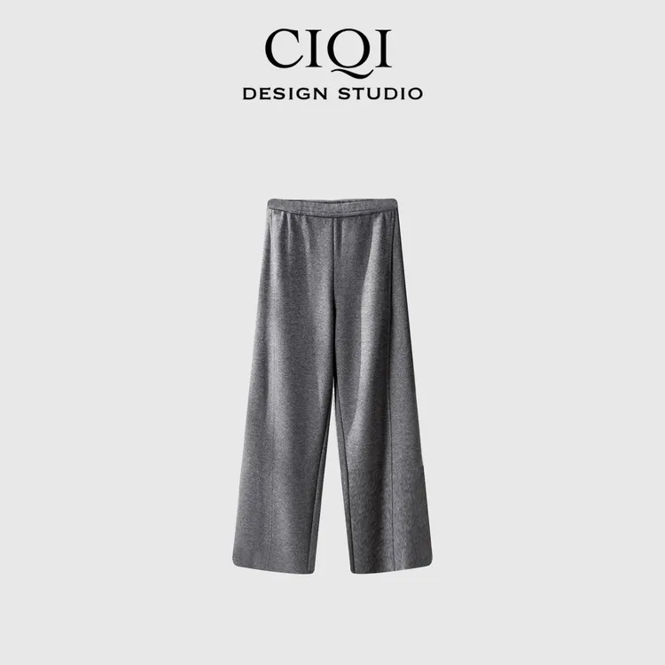 CIQI STUDIO【慵懒时光】垂坠感休闲百搭显瘦松紧腰休闲长裤WA8F353
