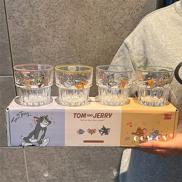 猫和老鼠玻璃杯新款女高颜值水杯家用牛奶咖啡杯情侣杯子生日礼物