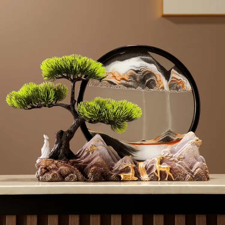 文创纪念品流沙画风景摆件中式客厅玄关电视柜办公室装饰创意礼品