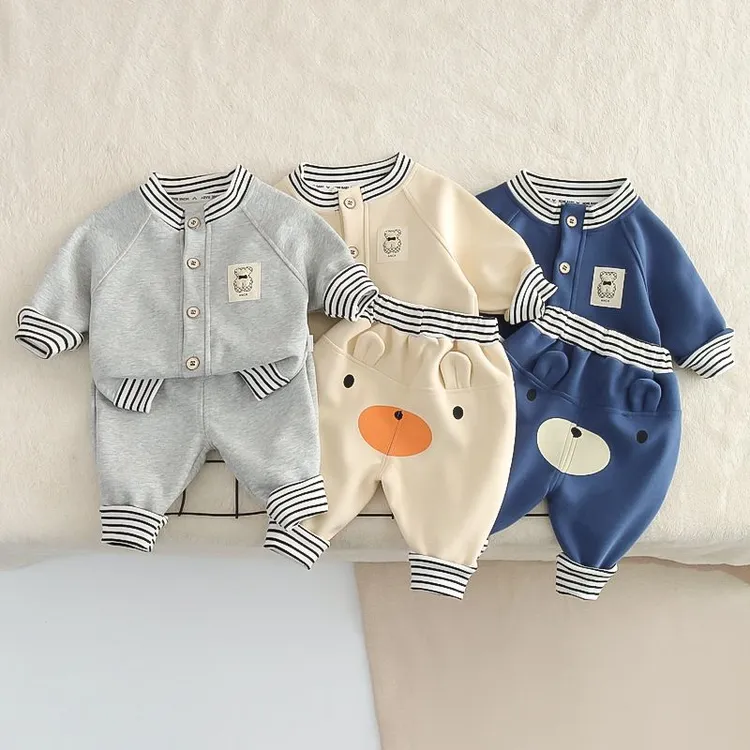 春秋长袖条纹两件套卡通衣服屁屁高腰新款儿童