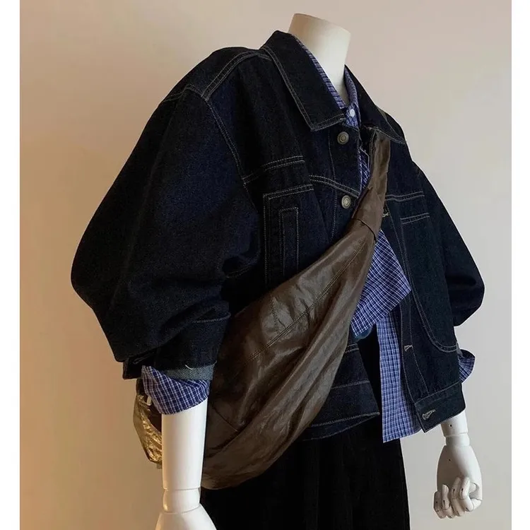 牛仔宽松日系薄款丹宁风时尚长袖短款短外套简约百搭女复古韩版