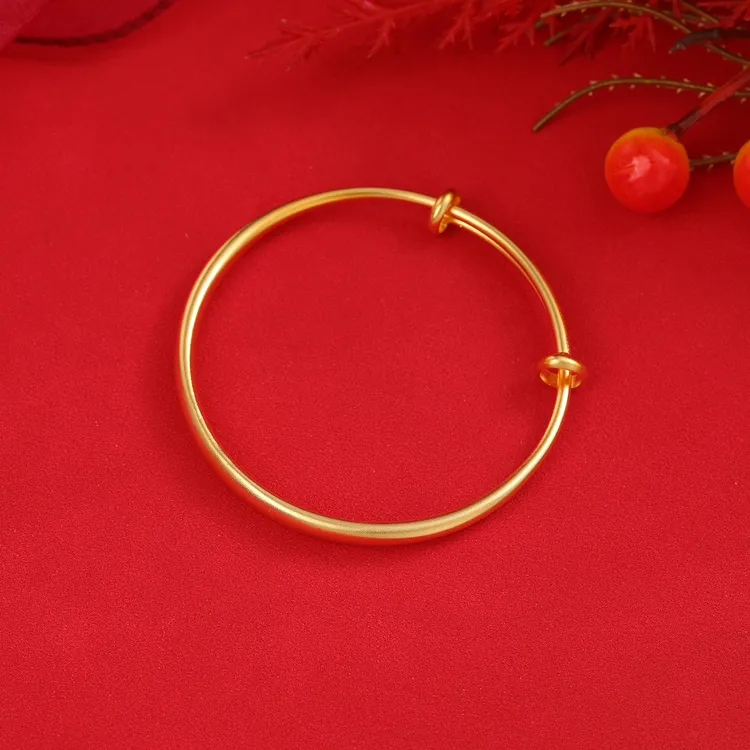 铜合金手镯 外包真金气质时尚经典古法实心素款推拉手镯素圈镯子