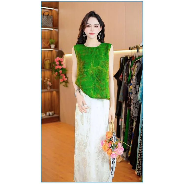 5882-3【浮光香云纱】新款气质女士小衫