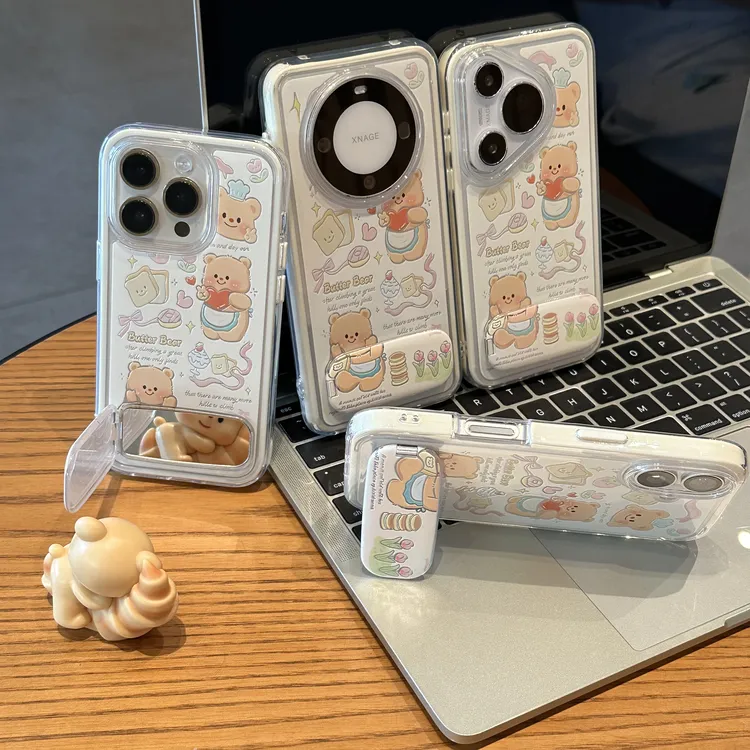 欧克里里剪刀手黄油小熊支架适用苹果17手机壳华为vivo小米15oppo