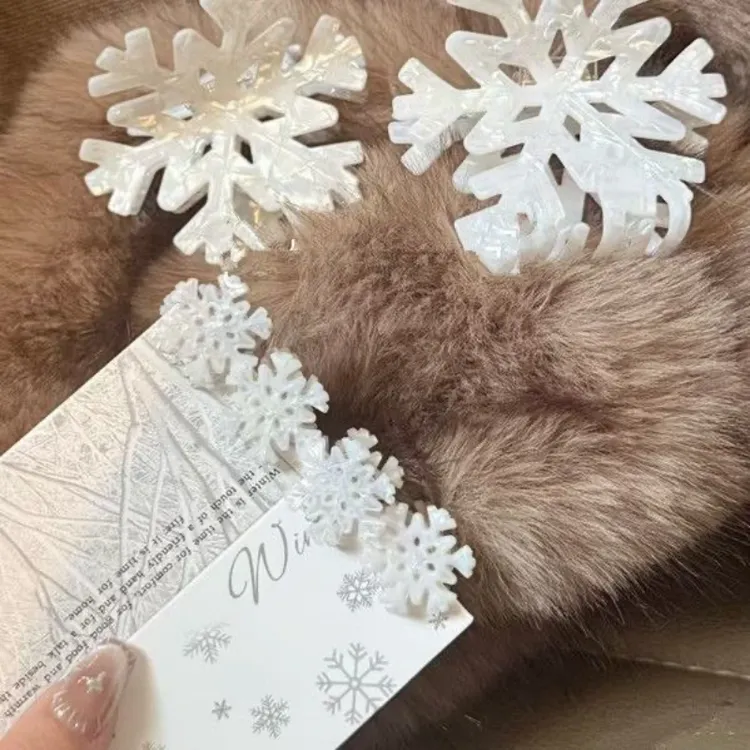 ins风雪花发夹简约百搭气质抓夹高级感镂空盘发鲨鱼小号抓夹女