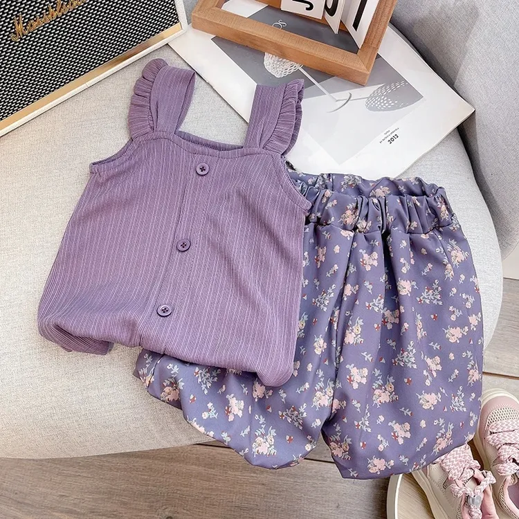 女童夏装2025新款女宝宝夏季吊带衫休闲两件套小女孩洋气吊带套装