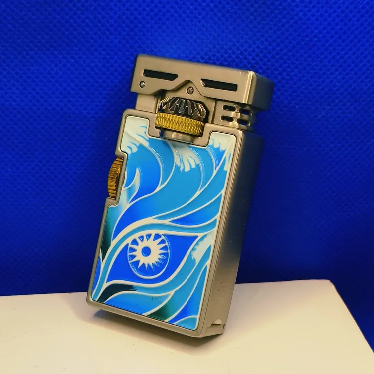 夜光含情脉脉复古翻盖煤油打火机双齿轮联动创意男士礼物老式侧滑