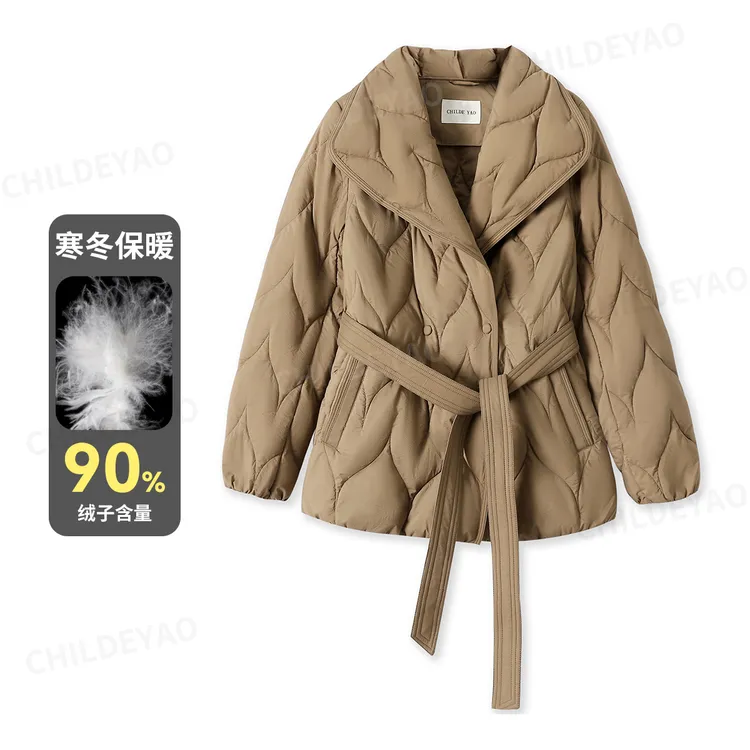 Childe Yao【从“绒”过冬】休闲气质腰带翻领立领保暖鹅绒服 Y406031