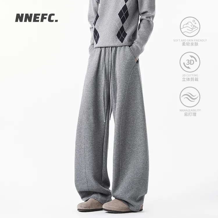 NNEFC美式重磅弯刀卫裤男女2025年秋季新款宽松阔腿裤运动休闲裤