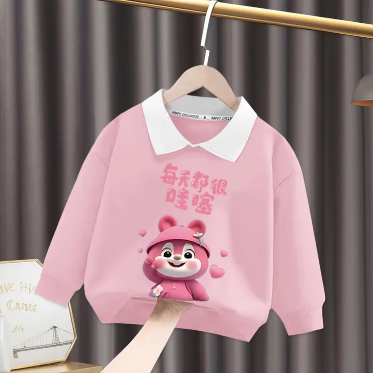 女童秋装卫衣翻领长袖polo衫2025春秋新款儿童中大童学院风上衣潮