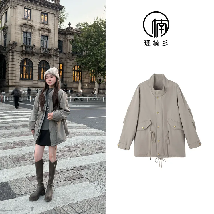 NANJIE/楠姐【季风独白】冬季厚款内里仿兔毛保暖风衣外套XNS6697