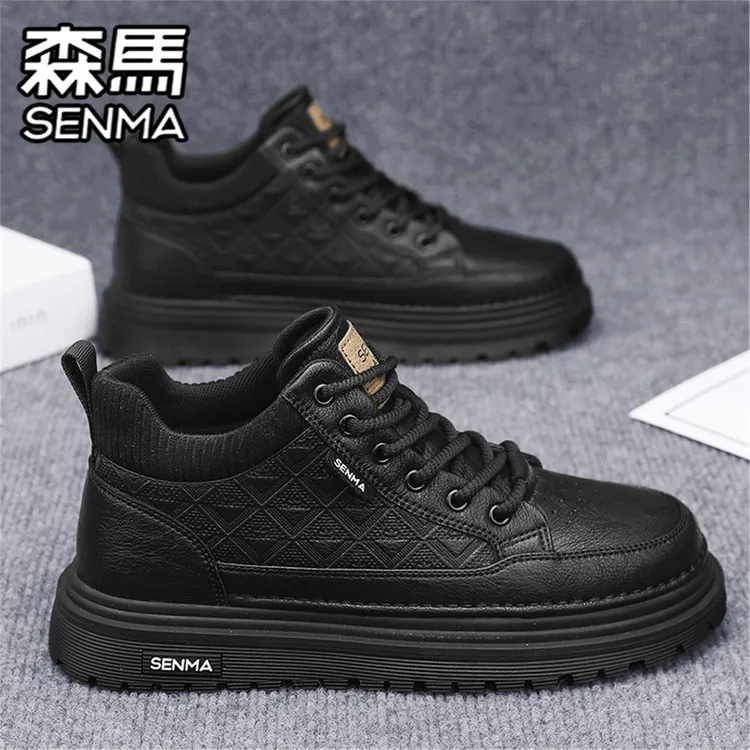 森马男鞋冬季2025新款男士中帮休闲皮鞋美式软底高级感马丁靴男款