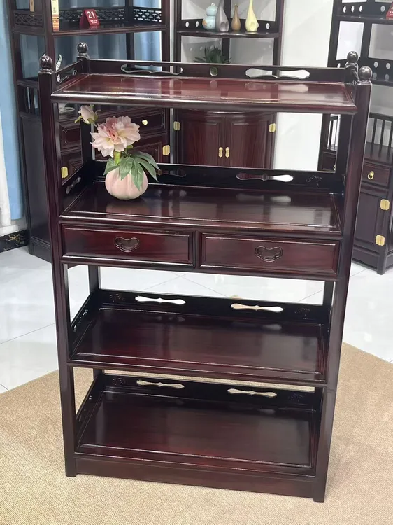 黑酸枝木可移动多功能置物架书架边柜茶水架78-38-126