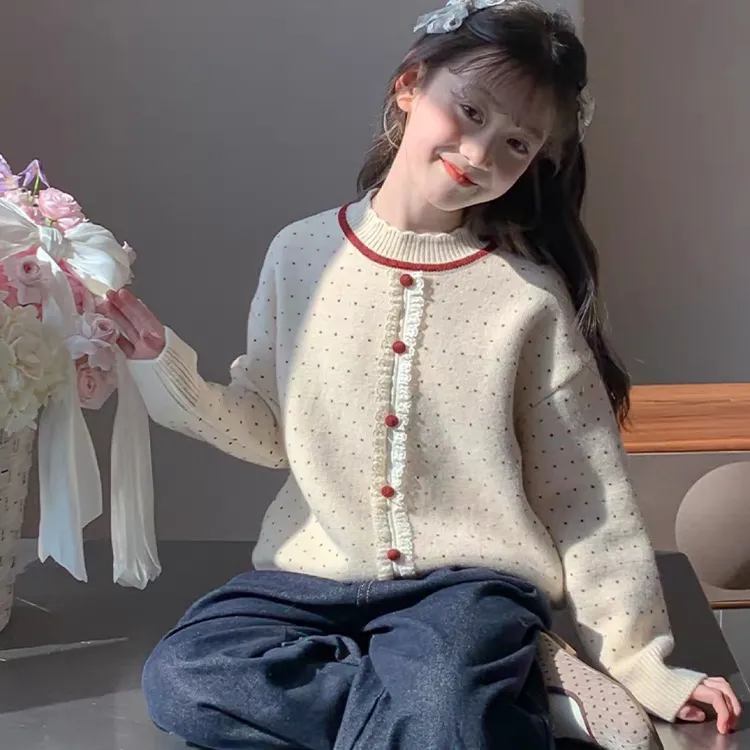 【不起球】女童毛衣新款冬季针织打底衫加厚大童冬装一体绒上衣洋气